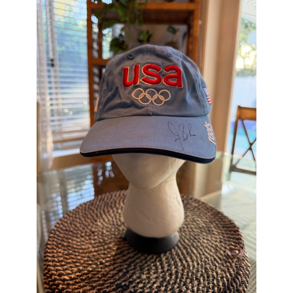 Vintage Roots 2002 Olympic Winter Games USA Hat Light Blue Strapback Signed